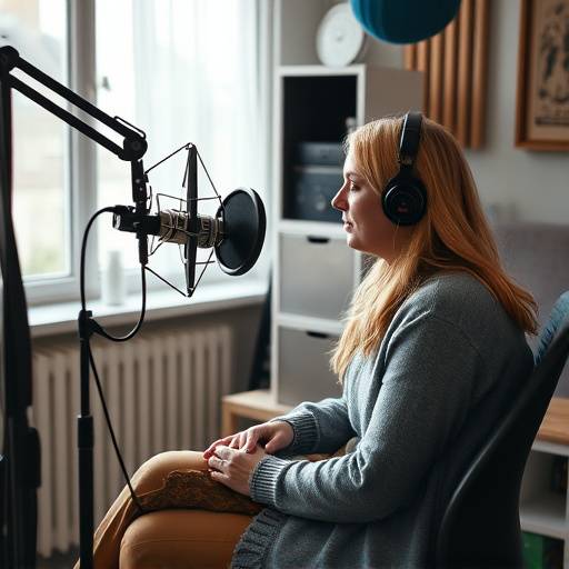 Cecilie Frøkjær snakker i en podcast i studiet